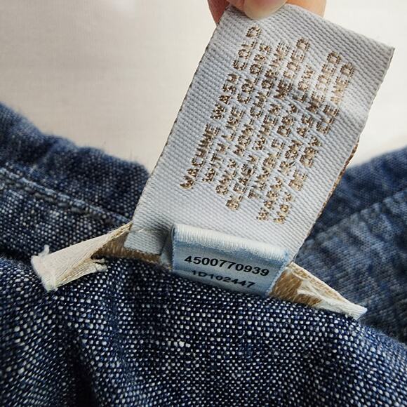 Chicos Shirt Womens Size 1 Medium Button Up Chambray Blue 3/4 Sleeves Cotton - Picture 8 of 9